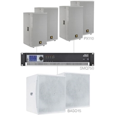 Audac FORTE10.6/W - Комплект из АС и усилителя SMQ750 + 4хPX110MK2W + BASO15/W