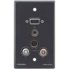 Kramer WAV-5YC/US(G) - Настенная панель-переходник с проходными разъемами VGA, miniDIN, RCA и 3.5-мм аудиорозеткой