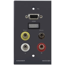 Kramer WAV-6H/US(G) - Настенная панель-переходник с разъемами HDMI, VGA, CV, стереоаудио