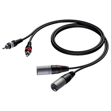 Procab CAB701/1.5 - Аудиокабель 2х XLR 3-pin (вилка) – 2х RCA (вилка)