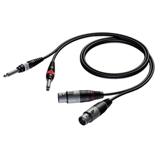 Procab CAB707/1.5 - Аудиокабель 2х XLR 3-pin (розетка) – 2х Jack 6,3 мм моно (вилка)