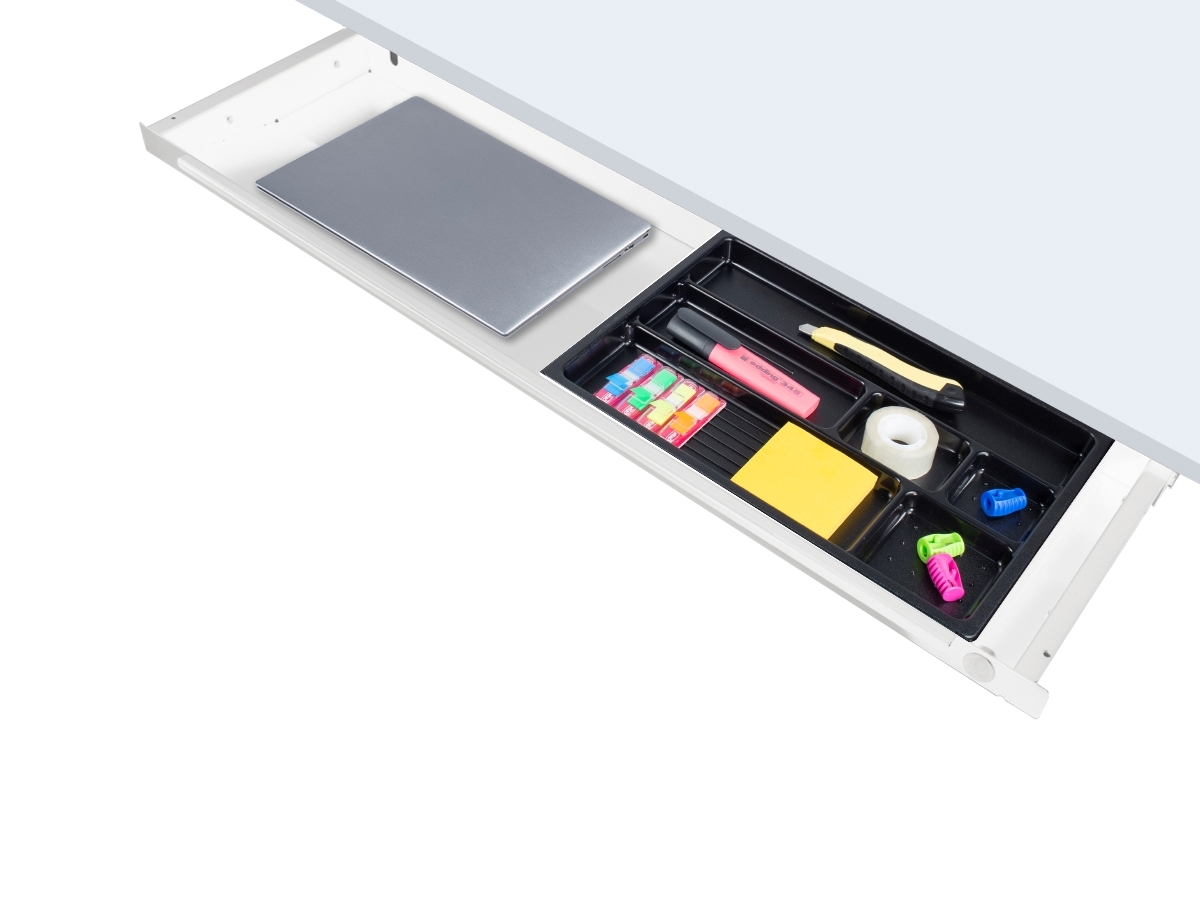 ErgoFount PTS8725W - Выдвижной ящик-органайзер для канцелярских принадлежностей и ноутбука под стол, большой, белый