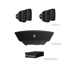 Audac SONA2.5+/B - Комплект из АС, сабвуфера и усилителя: 4хATEO2 + NOBA8A + AMP523MK2 черного цвета