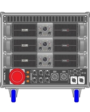 Axiom AXRACKS1 - Вспомогательный рэковый шкаф 9U с тремя усилителями HPX8000, процессором и панелью SDISTRO03
