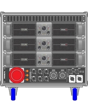 Axiom AXRACKS2 - Вспомогательный рэковый шкаф 9U с тремя усилителями HPX6000, процессором и панелью SDISTRO03