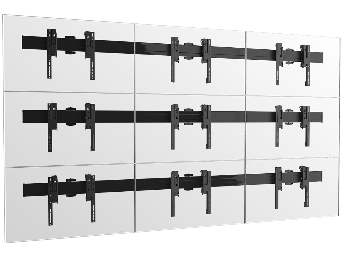 Vogels W3344 Black - Комплект настенного крепления для видеостены 3х3 из дисплеев диагональю 49–55'', альбомная ориентация, макс. нагрузка 480 кг