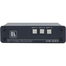 Kramer VS-33V - Высококачественный 3:1 коммутатор композитного видео с переключением в интервале кадрового гасящего импульса