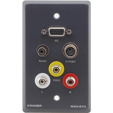 Kramer WAV-6YC/US(G) - Настенная панель c проходными разъемами VGA, S-Video, CV, стереоаудио