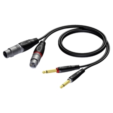 Procab REF707/1.5 - Аудиокабель 2х XLR 3-pin (розетка) – 2хJack 6,3 мм моно (вилка)