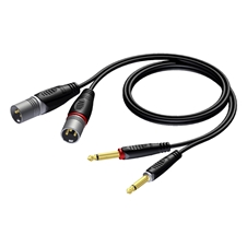 Procab REF708/1.5 - Аудиокабель 2х XLR 3-pin (вилка) – 2хJack 6,3 мм моно (вилка)