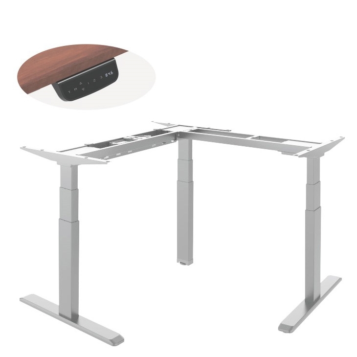 ErgoFount BSSD-10-90/S33 W - L-образное 90° основание стола для работы стоя и сидя, с электроприводом на телескопических опорах 620–1280 мм, макс. нагрузка 150 кг, белое