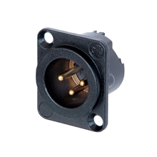 Neutrik NC3MD-LX-B - Панельный разъем XLR 3-pin (вилка) с фланцем типа D и двойным заземляющим контактом, под пайку, цвет черный