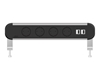 ABL 2A000420 - Настольная розеточная станция серии Chroma с 4 розетками и 2xUSB-A, черная с серебристым