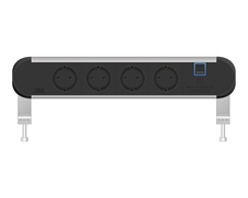 ABL 2A000409 - Настольная розеточная станция серии Chroma с 4 розетками, 1xUSB-A, 1xUSB-C, черная с серебристым