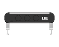 ABL 2A000320 - Настольная розеточная станция серии Chroma с 3 розетками и 2xUSB-A, черная с серебристым