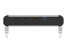 ABL 2A000310 - Настольная розеточная станция серии Chroma с 3 розетками, 1xUSB-A, 1xUSB-C и 1 слотом для IMP, черная с серебристым