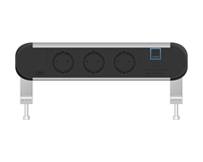 ABL 2A000309 - Настольная розеточная станция серии Chroma с 3 розетками, 1xUSB-A, 1xUSB-C, черная с серебристым