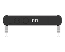 ABL 2A000222 - Настольная розеточная станция серии Chroma с 2 розетками, 2xUSB-A и 2 слотами для IMP, черная с серебристым