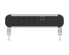 ABL 2A000210 - Настольная розеточная станция серии Chroma с 2 розеткой, 1xUSB-A, 1xUSB-C и 1 слотом для IMP, черная с серебристым