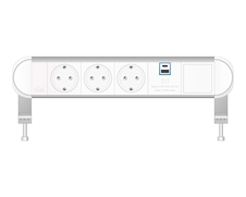 ABL 2A010310 - Настольная розеточная станция серии Chroma с 3 розетками, 1xUSB-A, 1xUSB-C и 1 слотом для IMP, белая с серебристым