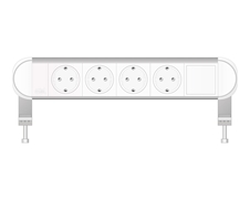 ABL 2A010407 - Настольная розеточная станция серии Chroma с 4 розетками и 1 слотом для IMP, белая с серебристым