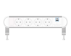 ABL 2A010409 - Настольная розеточная станция серии Chroma с 4 розетками, 1xUSB-A, 1xUSB-C, белая с серебристым