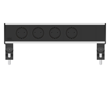 ABL 2A200401 - Настольная розеточная станция серии Flexi с 4 розетками и 1 слотом для IMP, черная с серебристым