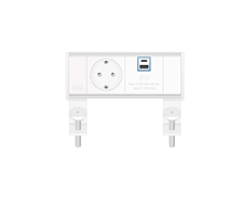 ABL 2A210103 - Настольная розеточная станция серии Flexi с 1 розеткой, 1xUSB-A, 1xUSB-C, белая с серебристым