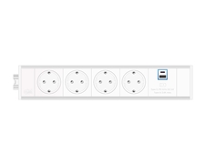 ABL 2M210403 - Розеточная станция серии Link с 4 розетками, 1xUSB-A, 1xUSB-C, белая с серебристым