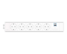 ABL 2M210503 - Розеточная станция серии Link с 5 розетками, 1xUSB-A, 1xUSB-C, белая с серебристым