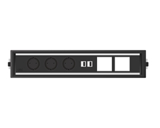 ABL 2F400308 - Встраиваемая розеточная станция серии Level с 3 розетками, 2xUSB-А и 2 слотами для IMP, черная c серебристым