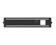 ABL 2F400404 - Встраиваемая розеточная станция серии Level с 4 розетками, 1xUSB-А, 1xUSB-C и 1 слотом для IMP, черная c серебристым