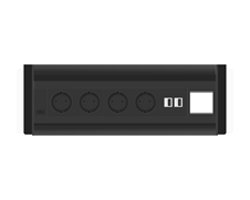 ABL 2F000421 - Встраиваемая розеточная станция серии Aero Flip с 4 розетками, 2xUSB-A и 1 слот для IMP, черная