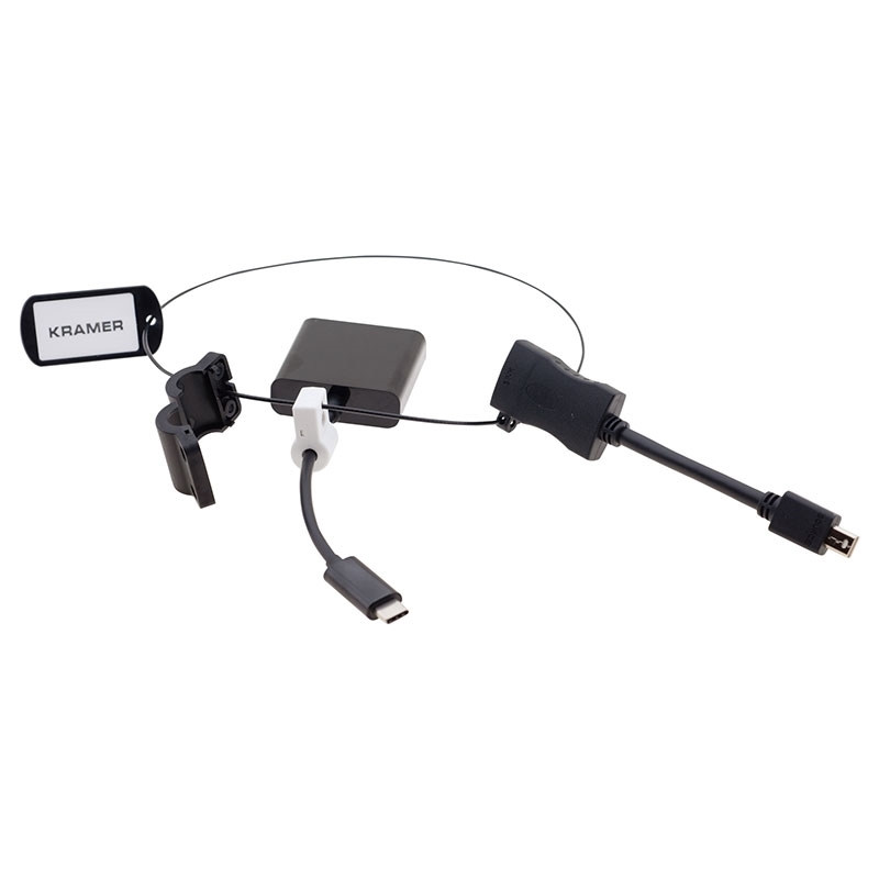 Kramer AD-RING-8 - Комплект переходников на общем кольце, включает переходники USB тип C (вилка) на HDMI (розетка) 4K/60 (4:2:0); Mini DisplayPort (вилка) на HDMI (розетка) 1080p