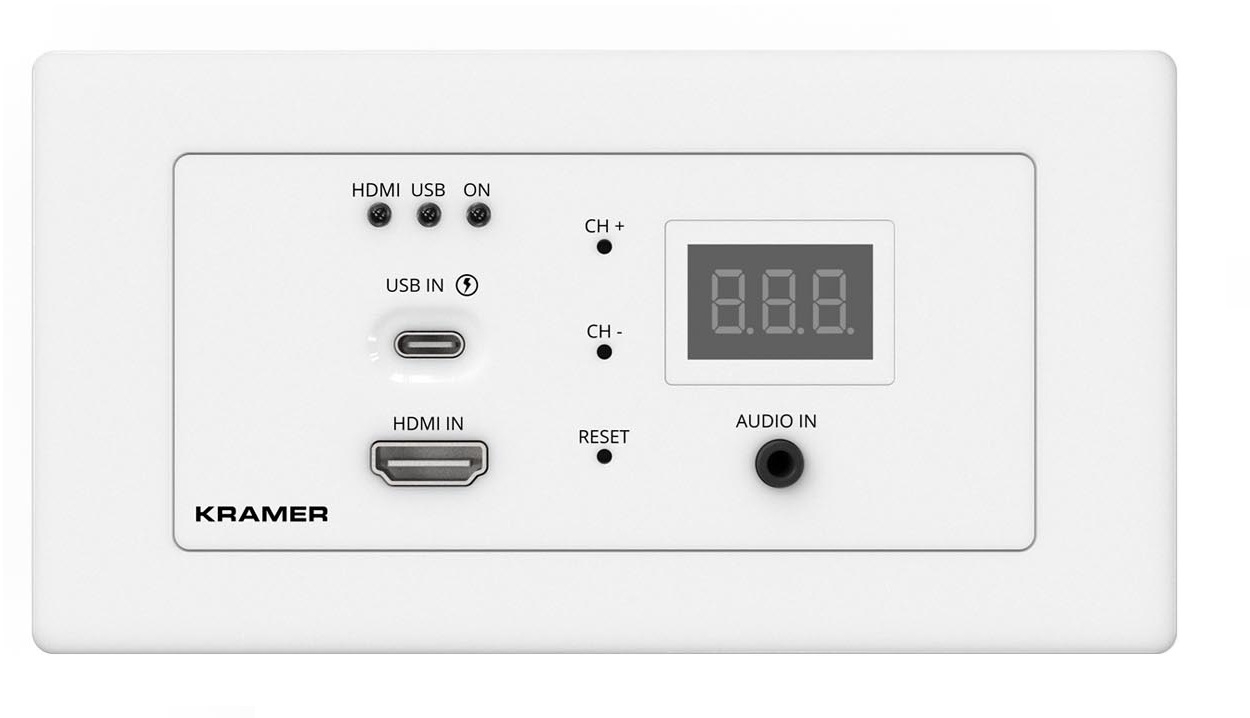 Kramer WP-SW2-EN7/EU(W)-80/86 - Настенная панель, кодер и передатчик в сеть Ethernet видео 2х1 HDMI 4К60, RS-232, USB-C, версия для ЕС