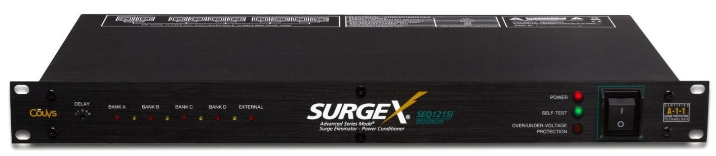 SurgeX SEQ-1215i -Распределитель питания на 10 выходов, 220–240, 15 А, монтаж в стойку, вилка BS 546