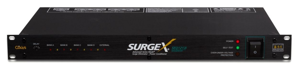 SurgeX SEQ-1213i - Распределитель питания на 10 выходов, 220–240, 13 А, монтаж в стойку, вилка BS 1363