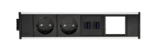 ABL 2M200209 - Розеточная станция серии Link с 2 розетками, 2xUSB-A и 1 слотом для IMP, черная с серебристым