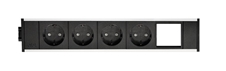 ABL 2M200401 - Розеточная станция серии Link с 4 розетками и 1 слотом для IMP, черная с серебристым