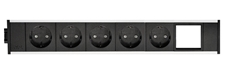 ABL 2M200501 - Розеточная станция серии Link с 5 розетками и 1 слотом для IMP, черная с серебристым