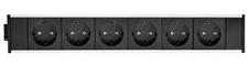 ABL 2M200600 - Розеточная станция серии Link с 6 розетками, черная с серебристым