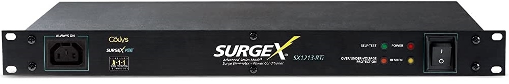 SurgeX SX-1213-RTi - Распределитель питания на 10 выходов, 220–240 В, 13 А, монтаж в стойку, удаленное управление, вилка BS 1363