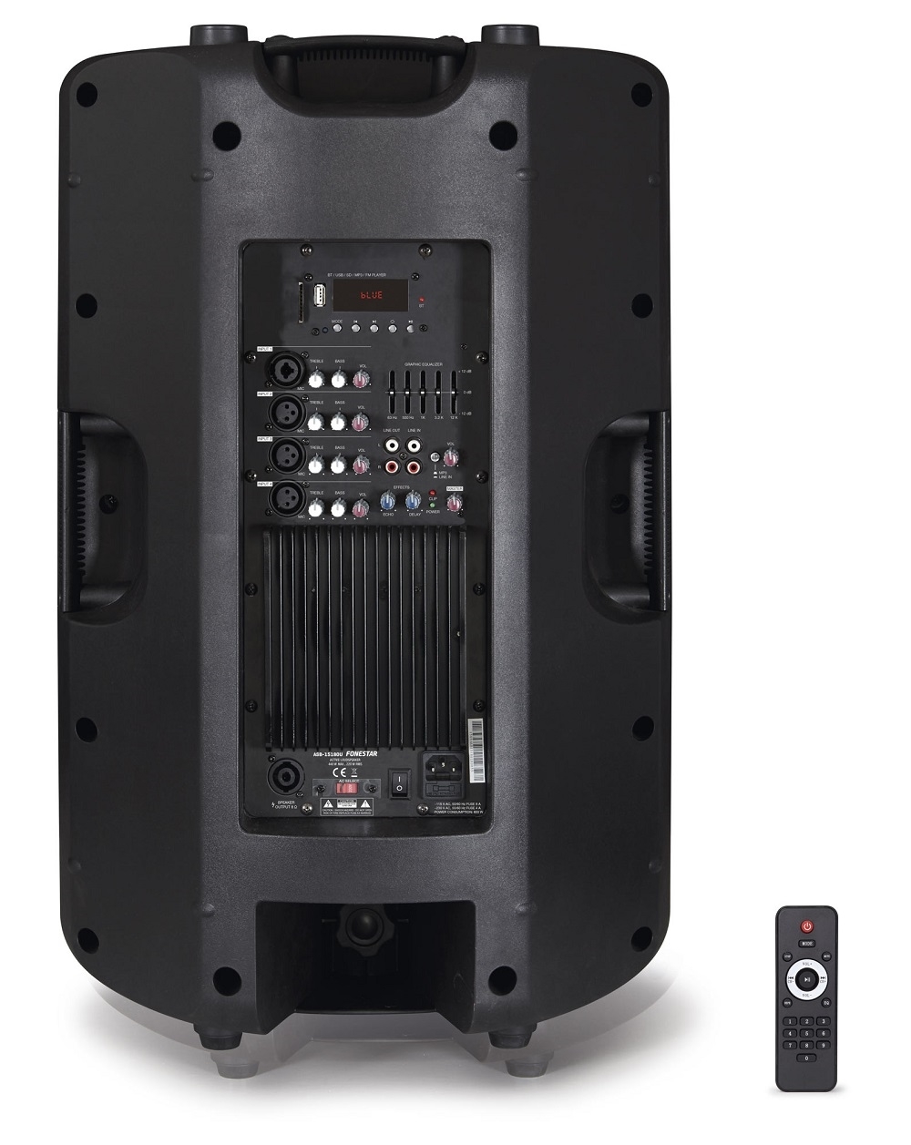 Fonestar ASB-15180U - 15'' активная двухполосная акустическая система с микшером и USB/SD-проигрывателем на штангу 35 мм, 220–440 Вт
