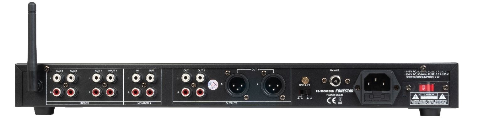 Fonestar FS-3000RGUB - Аудиоплеер с записью, микшер со стереовыходом (4хRCA, 2хXLR)