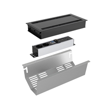 Kondator 935-K44CB - Комплект розеточной станции Conference Small серии Axessline с лючком, розеточный блок 935-T2UD (2 розетки, 2xUSB-питание, 1xHDMI, 2хRJ45, 2xUSB), черный