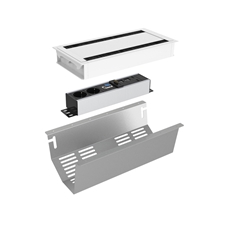 Kondator 935-K44CW - Комплект розеточной станции Conference Small серии Axessline с лючком, розеточный блок 935-T2UD (2 розетки, 2xUSB-питание, 1xHDMI, 2хRJ45, 2xUSB), белый